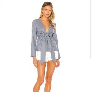Privacy Please Lena Linen Blend Jacket in Dusty
Blue I REVOLVE